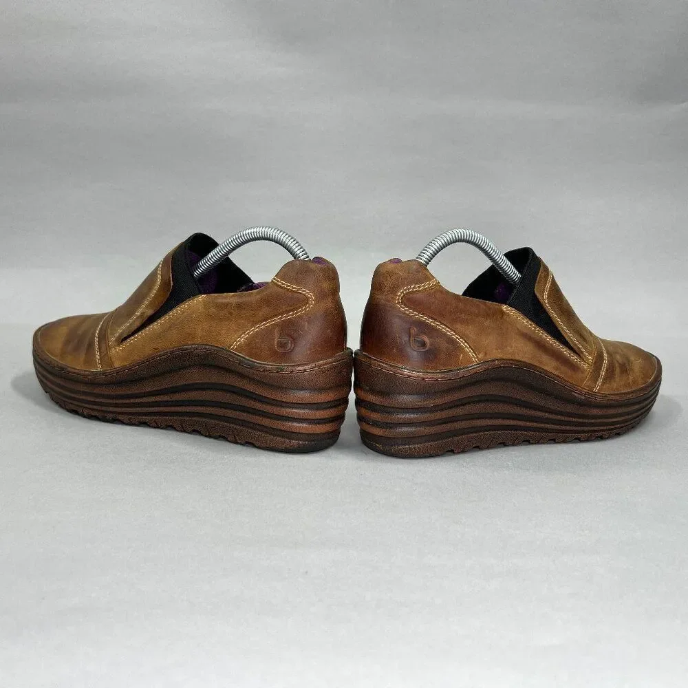 Bionica Women's Size 7 Grinnell Brown Leather‎ Wedge Slip On Shoes